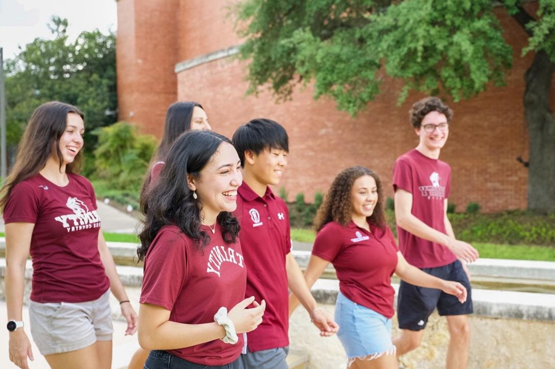 Photo of a group of students on a campus group tour