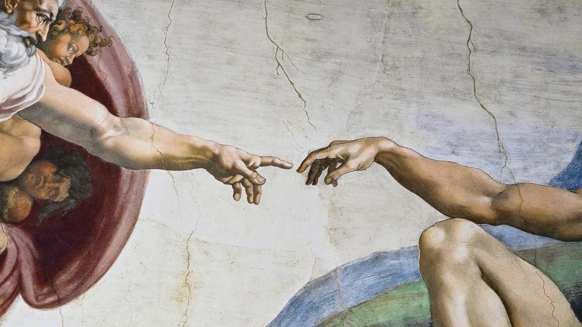 Michelangelo's 绘画 "Creation of Adam"  